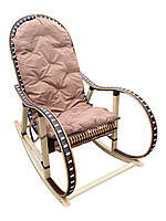 Крісло качалка із ротанга  ( в наборі із бежевою подушкою)
