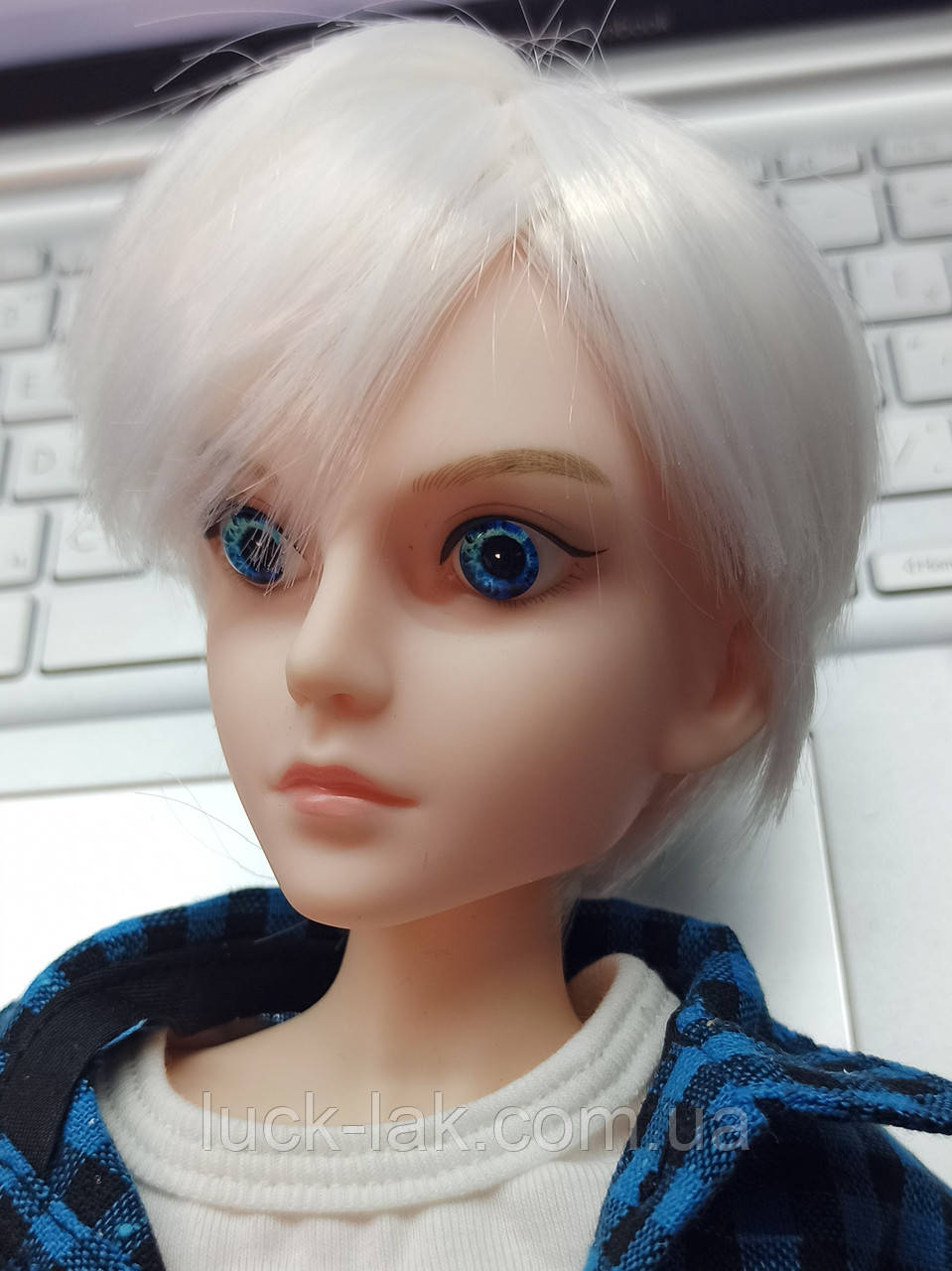 Шарнірна лялька Чарлі BJD хлопчик зріст 60 см,1/3, білий перука, одяг, взуття