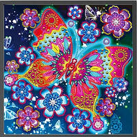 Алмазная вышивка светящаяся ночью Бабочка цветы 25*25см алмазная мозаика по номерам ( 5916 )