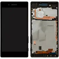 Дисплей Sony Xperia Z5 (E6603/E6633/E6653/E6683) модуль в сборе (экран и сенсор) с рамкой, оригинал, черный