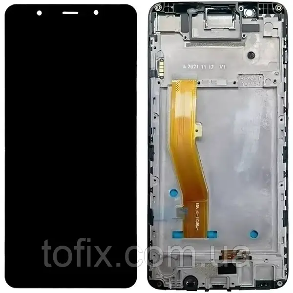 Дисплей Tecno Pop 2F модуль у зборі (екран та сенсор) з рамкою, оригінал, чорний