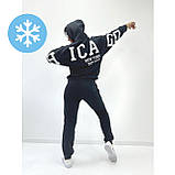 📌 Жіночий спортивний костюм зимовий на флісі з принтом | Комплект худі + штани з начосом, якісний | Норма, фото 3