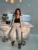 Костюм жіночий спортивний з тринитки на флісі з кофтою на синтепоні (Норма), фото 7