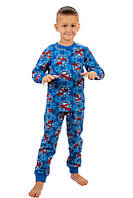 Утеплённая пижама для мальчика / футер с начесом 116, синий-человек-паук