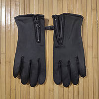 Спортивные перчатки с сенсором на флисе цвет черный размер L
