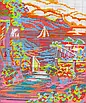 Набір для вишивання за нанесеною на канву схемою "Terrace with blooming flowers".AIDA 14CT printed , 44*33 см, фото 8