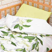 Комплект постільної білизни в ліжечко Біла Квітка на Зеленому бязь Gold Nostra Дитячий комплект