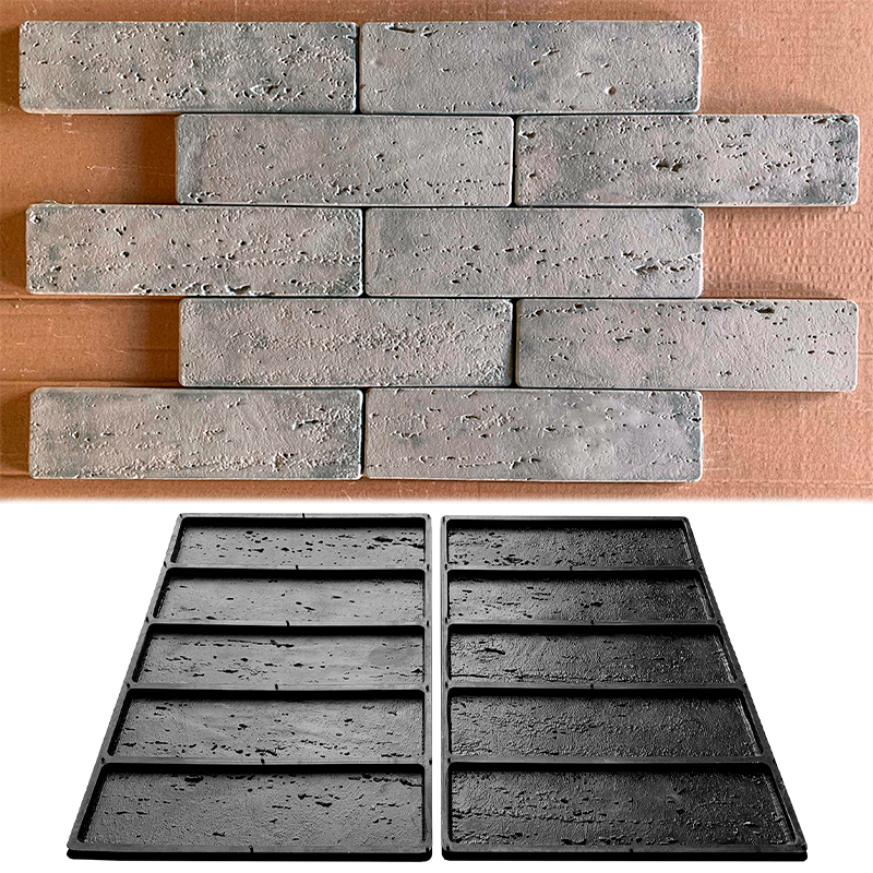 Гумова форма Травертин для плитки під декоративну цеглу 245*65*9 мм; 10 шт = 0,16 м²; для гіпсу та бетону