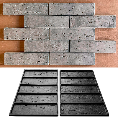 Форма для декоративної цегли «Травертин» (0,16 м²); гнучка гумова форма для гіпсу та бетону (0201)