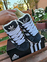 Зимові Кросівки Adidas Campus 00s Winter Black White / Адідас Кампус 00 Чорні з Білим (Хутро), фото 4