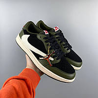 Чоловічі кросівки Nike Air Jordan 1 Low x Travis Scott black green найк аир джордан трэвис скотт