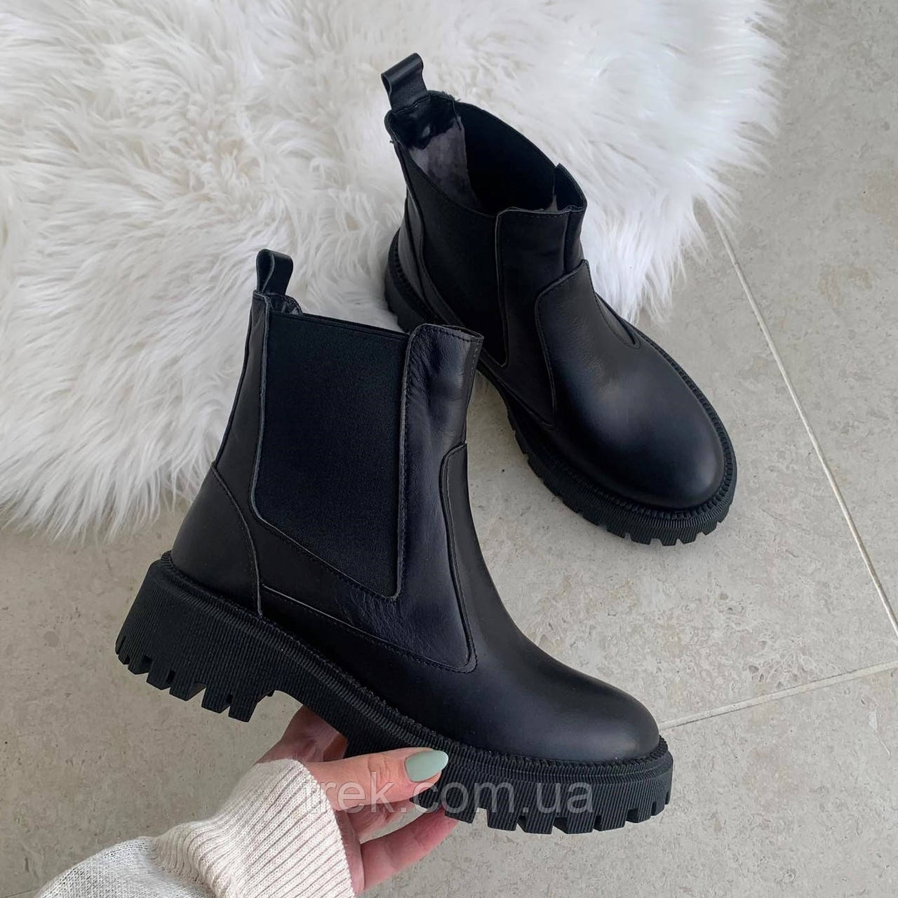 Черевики челсі жіночі зимові шкіряні чорні /22670/ 39р, фото 1