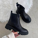 Черевики челсі жіночі зимові шкіряні чорні /22670/ 38р, фото 2