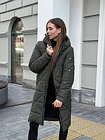 Куртка женская зимняя удлиненная до -25° теплая Zmist хаки | Пуховик женский теплый зима