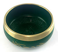 Тибетская бронзовая поющая чаша "Будда" зеленая 11,5см (34861)x