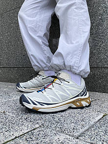Кросівки чоловічі білі Salomon S/LAB XT-6 White Beige Blue Gold (14211)