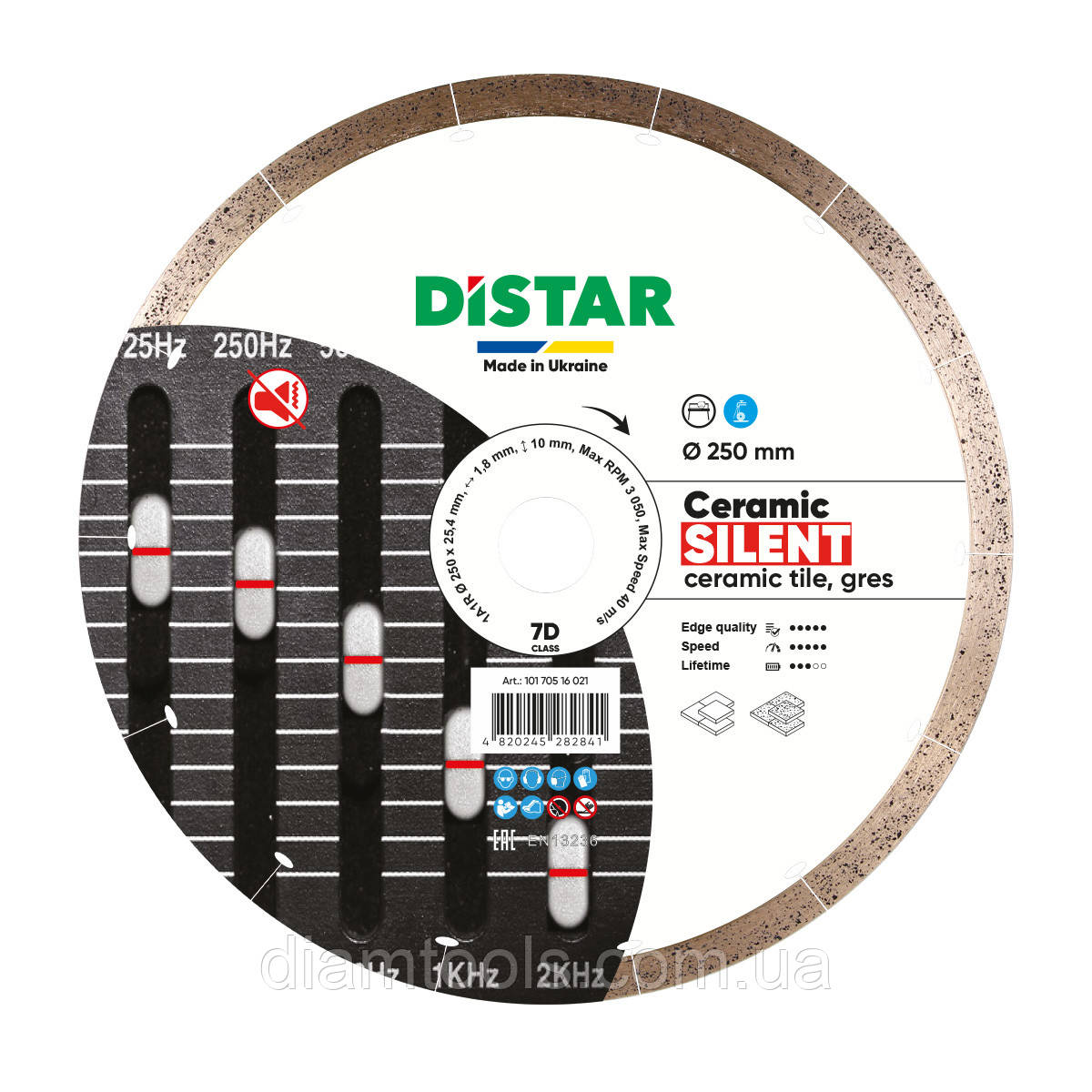 Диск алмазний відрізний по керамограніту Distar Ceramic Silent 250x1,8x10x25,4 (10170516021)