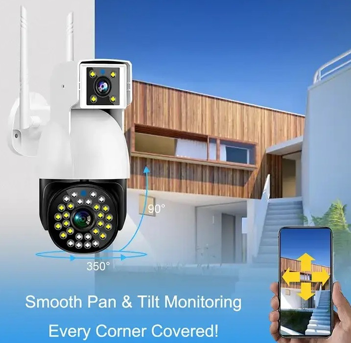 Камера відеонагляду Вулична IP Wi-Fi камера 2 незалежних об'єктива 3MPx+3MPx P12 (v380 APP)