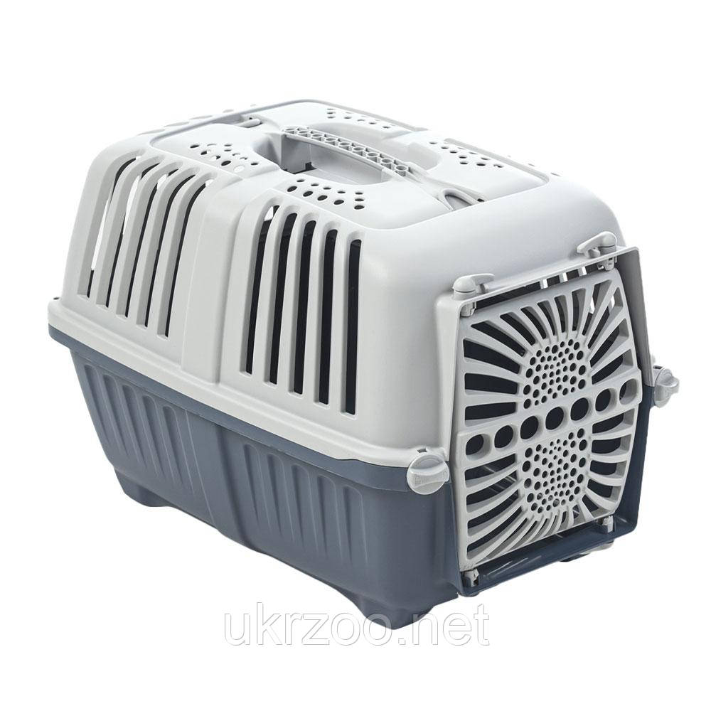 Пластикове перенесення для собаки кота тварин до 10 кг двері пластик PRATIKO 2 plast. DARK BLUE 55*36*36 см, фото 1
