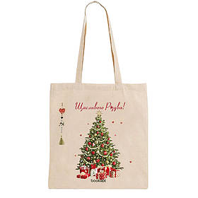 Екошопер BookOpt BK4043 Щасливого Різдва! Ялинка бежевий
