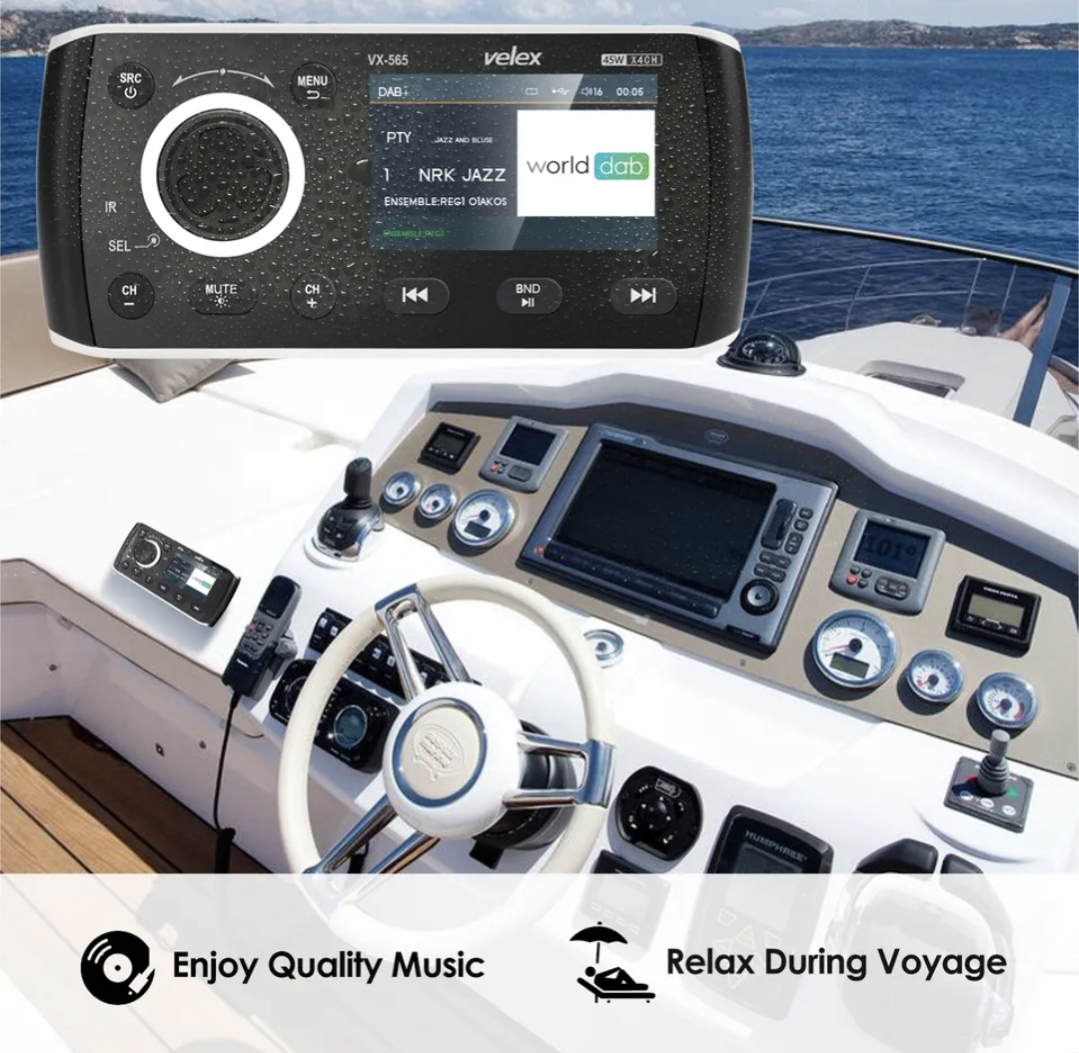 Магнітофон для човна медіацентр підсилювач Bluetooth радіо DAB +AM/FM-тюнер 50 Вт Х 4 канали для човнів UTV ATV