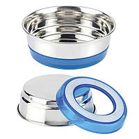 Миска CROCI Neon на гумці, синій неон, нерж., 0,82 л, 17см (3 шт.в уп.)