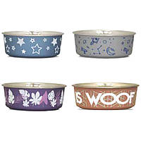 Миска для собак і котів CROCI Roxy принт сатин, в асорт., нерж., 0,45л, 14см