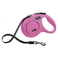 Рулетка FLEXI New Classic M, 5м, до 25кг, стрічка, рожева (2237)