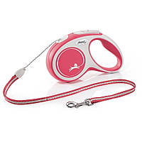 Рулетка FLEXI New Comfort S, 8м, до 12кг, шнур, червона (9046) +