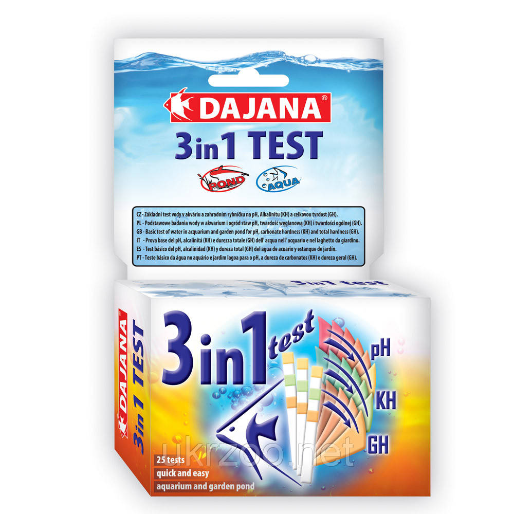 TEST 3 in 1 Тест для визначення pH, KH, GH води (25шт/уп)