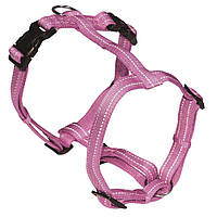 Шлея для собаки SOFT REFLECTIVE H-образна, світловідбиваюча, м'яка, рожева, нейлон, 2x50-65см