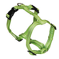 Шлея для собаки SOFT REFLECTIVE H-образна,світловідбиваюча, м'яка, зелена, нейлон, 2x50-65см