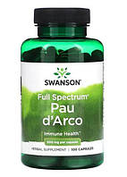 Кора муравьиного дерева Swanson Full Spectrum Pau d'Arco 500 mg 100 Capsules
