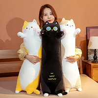 Довгий Кіт Темна Ніч 130см, М'яка іграшка подушка Чорний Кіт Батон, плюшева іграшка обіймашка