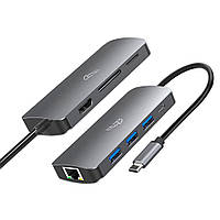 Док-станція Media-Tech USB3.1 Type-C --> HDMI/USB 3.0x3/RJ45/SD/MicroSD/PD 100W Hub Pro 8-in-1 (MT5044)