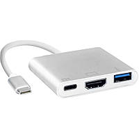 Док-станція China USB3.1 Type-C --> HDMI/USB3.0/Type-C (F), кабель 0.1м, OEM (S0733)