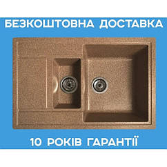 Гранітна мийка 1,5 чаші теракота 780х510х220 Romzha Jorum 78D