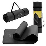 Килимок для йоги 1 см 4FIZJO NBR 4FJ0015 чорний. Килимок для фітнесу, килимок для спорту, тренування