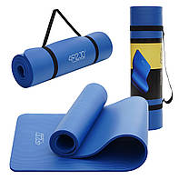 Коврик для йоги 1 см 4FIZJO NBR 4FJ0014 синий. Коврик для фитнеса, коврик для спорта, тренировки SART
