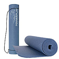 Коврик для йоги 6 мм PowerPlay PVC 4010 синий. Коврик для фитнеса, коврик для спорта, тренировки I'Pro