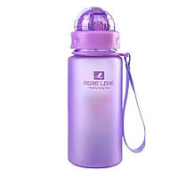 Бутылка для воды спортивная CASNO 400 мл MX-5028 More Love фиолетовая с трубочкой I'Pro