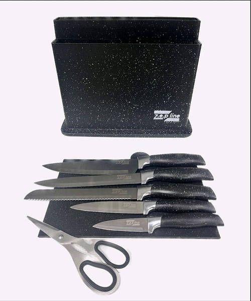 Набор кухонных ножей на подставке с разделочными досками Zepline ZP-043, Качественный кухонный набор для дома - фото 3 - id-p2008762880
