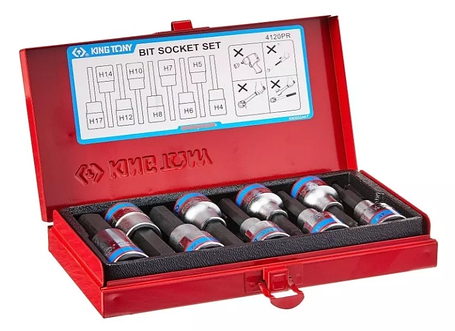 Набір біт в головці 1/2" HEX 4-17 мм довгі 9шт KING TONY 4120PR, фото 1