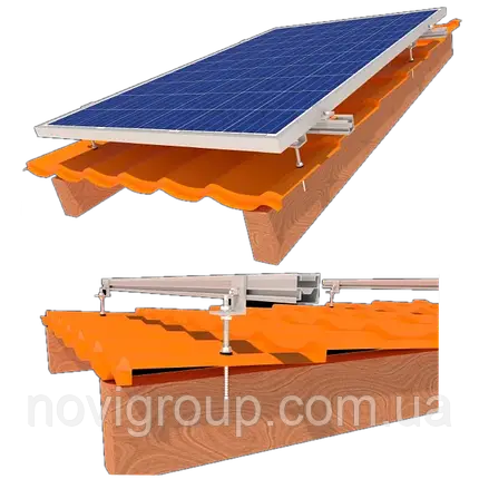 StringSetter SS-XL-M 07 комплект кріплення 7 сонячних панелей до 1145мм металочерепиця, шифер, фото 2