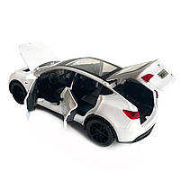 Іграшкова машинка металева Tesla Y, тесла, біла, звук, світло, інерція, откр двері, багажник, капот, Автоексперт, 1:32, 14,5*6*6см, фото 4