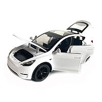 Іграшкова машинка металева Tesla Y, тесла, біла, звук, світло, інерція, откр двері, багажник, капот, Автоексперт, 1:32, 14,5*6*6см, фото 5