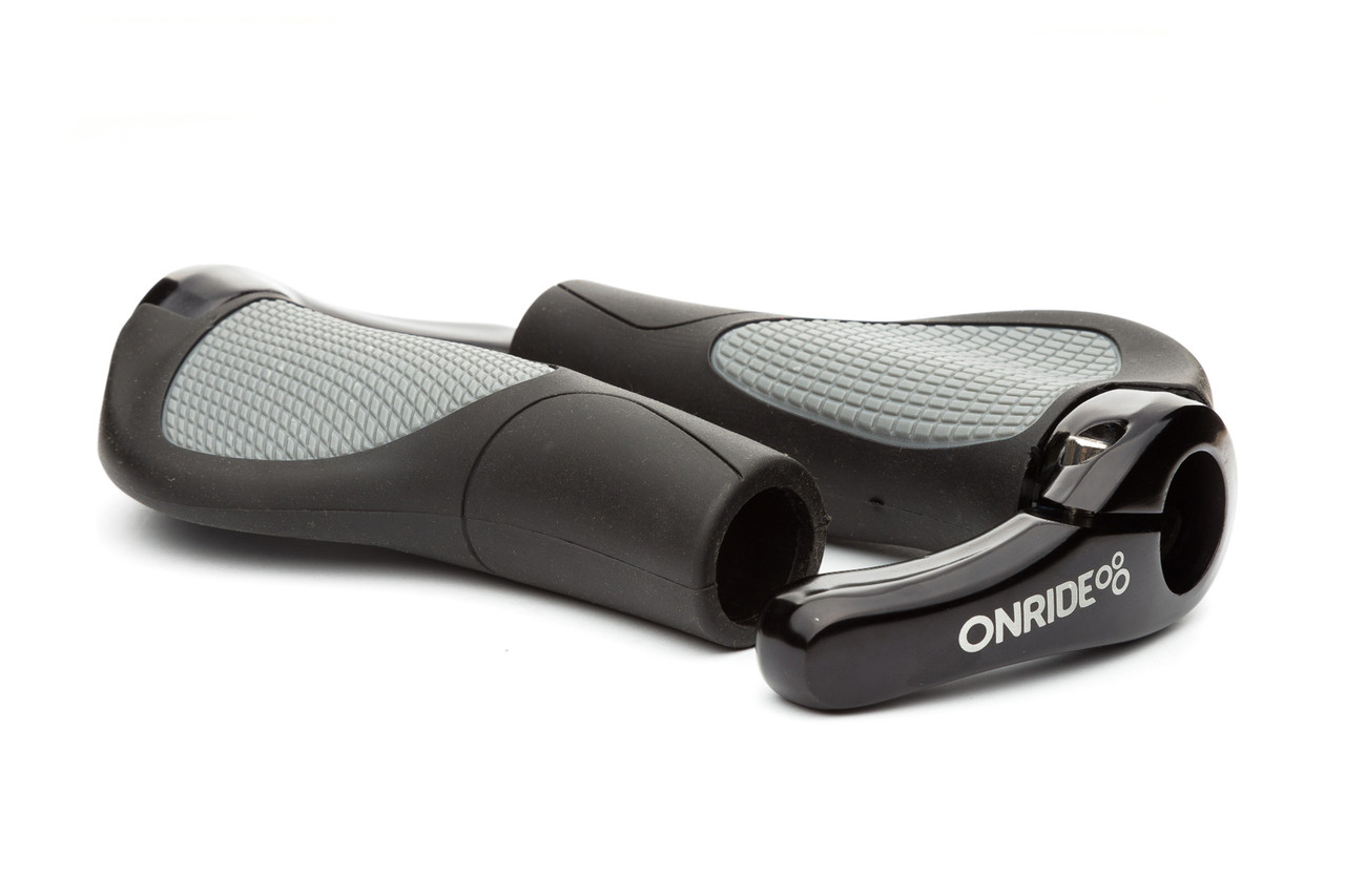 Ручки руля ONRIDE HornGrip70, ергономічні, з ріжками, з замками, чорні/сірі