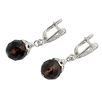 Рахтопаз, гранований Ø10 срібло, сережки