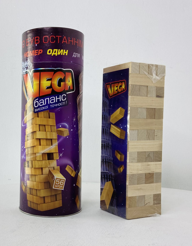 Настільна гра Vega Пізанська Вежа Danko Toys DTVG-01U Дерев'яна 56 брусків дженга для дітей усієї родини