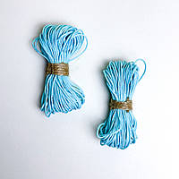 Вощеный шнур светло-голубой 1 мм 10м хлопковый, основа для украшений, макраме, нить голубая
